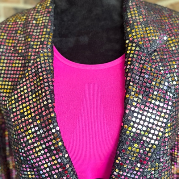 Rainbow Sequend Candy-dot Blazer. True to the 80’s it's one size w shoulder pads - Picture 3 of 10